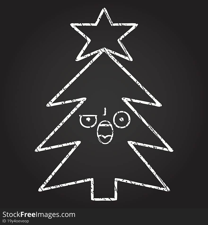 Christmas Tree Chalk Drawing