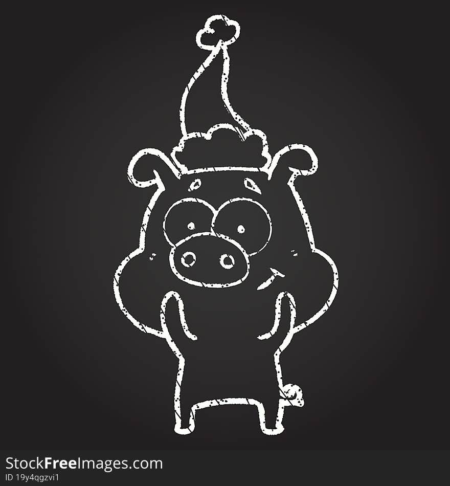 Christmas Pig Chalk Drawing