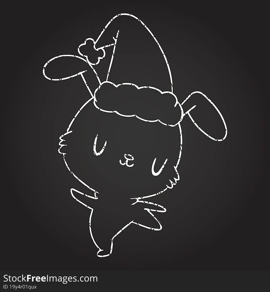 Christmas Bunny Chalk Drawing