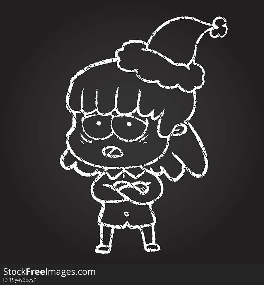 Christmas Woman Chalk Drawing