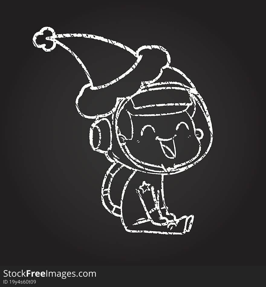 Xmas Astronaut Chalk Drawing