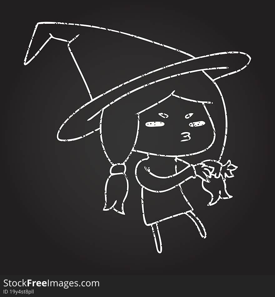 Witch Chalk Drawing