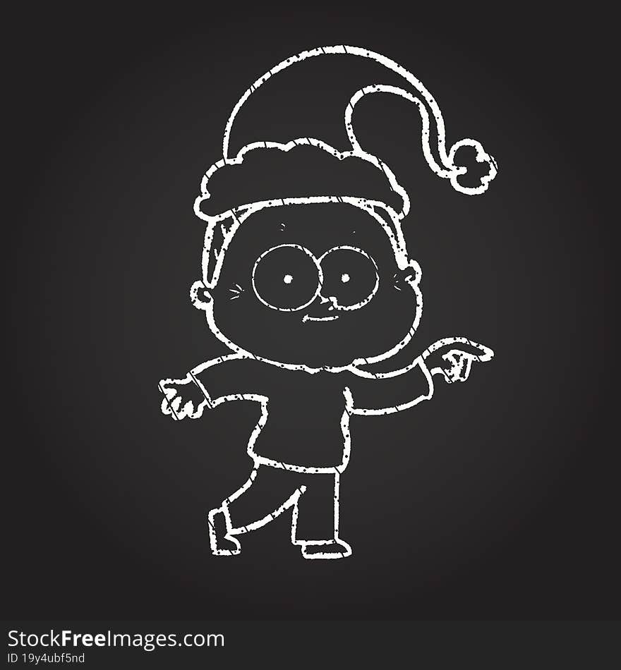 Christmas Woman Chalk Drawing