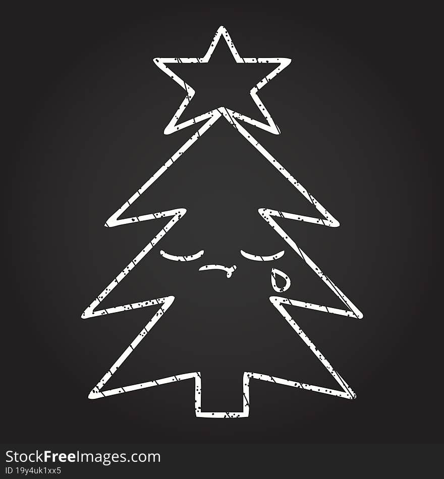 Christmas Tree Chalk Drawing