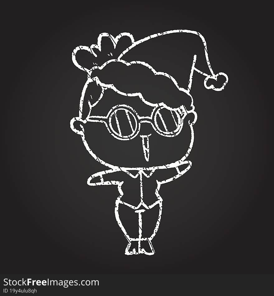 Christmas Woman Chalk Drawing