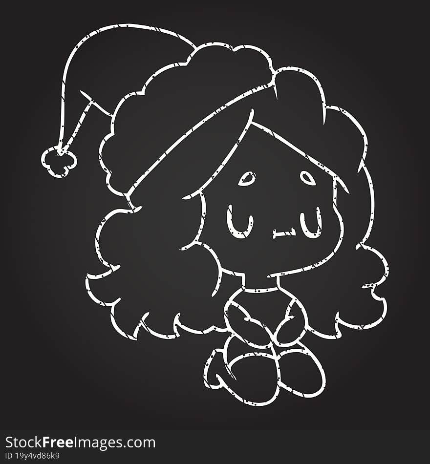 Christmas Woman Chalk Drawing