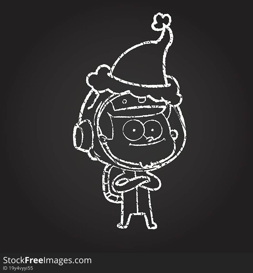 Xmas Astronaut Chalk Drawing