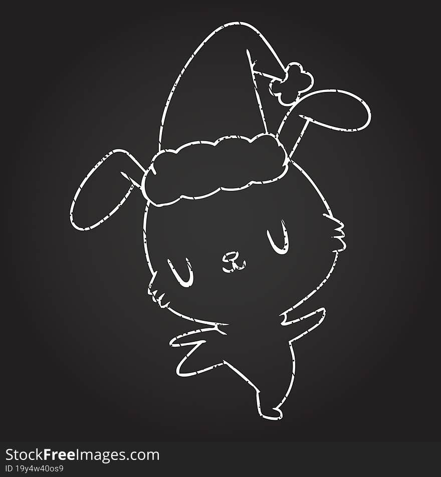 Chrismas Rabbit Chalk Drawing