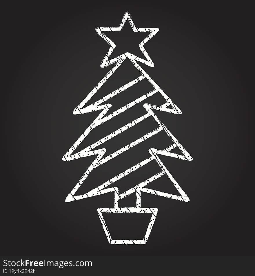 Christmas Tree Chalk Drawing