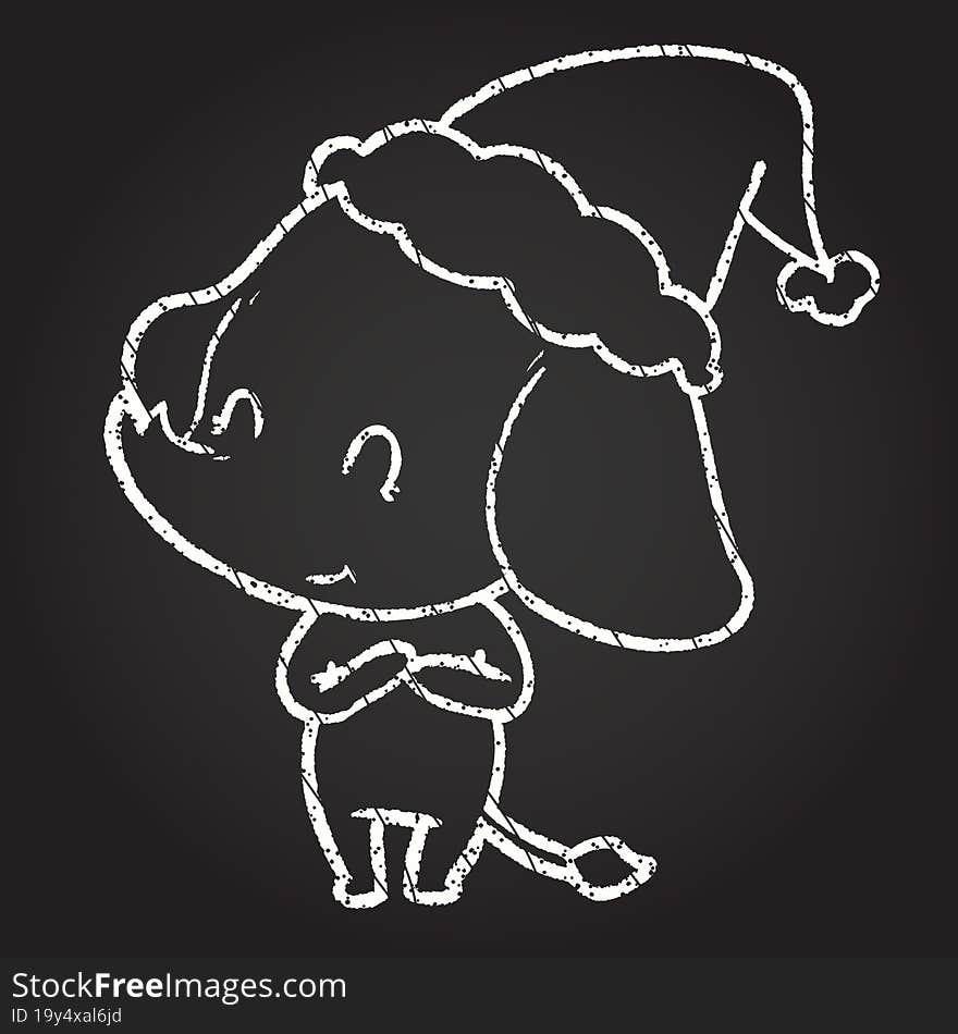 Christmas Elephant Chalk Drawing