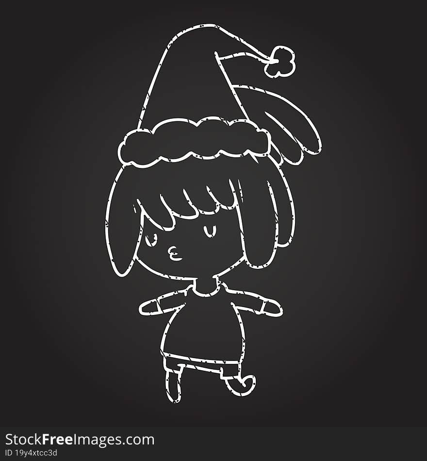 Christmas Woman Chalk Drawing