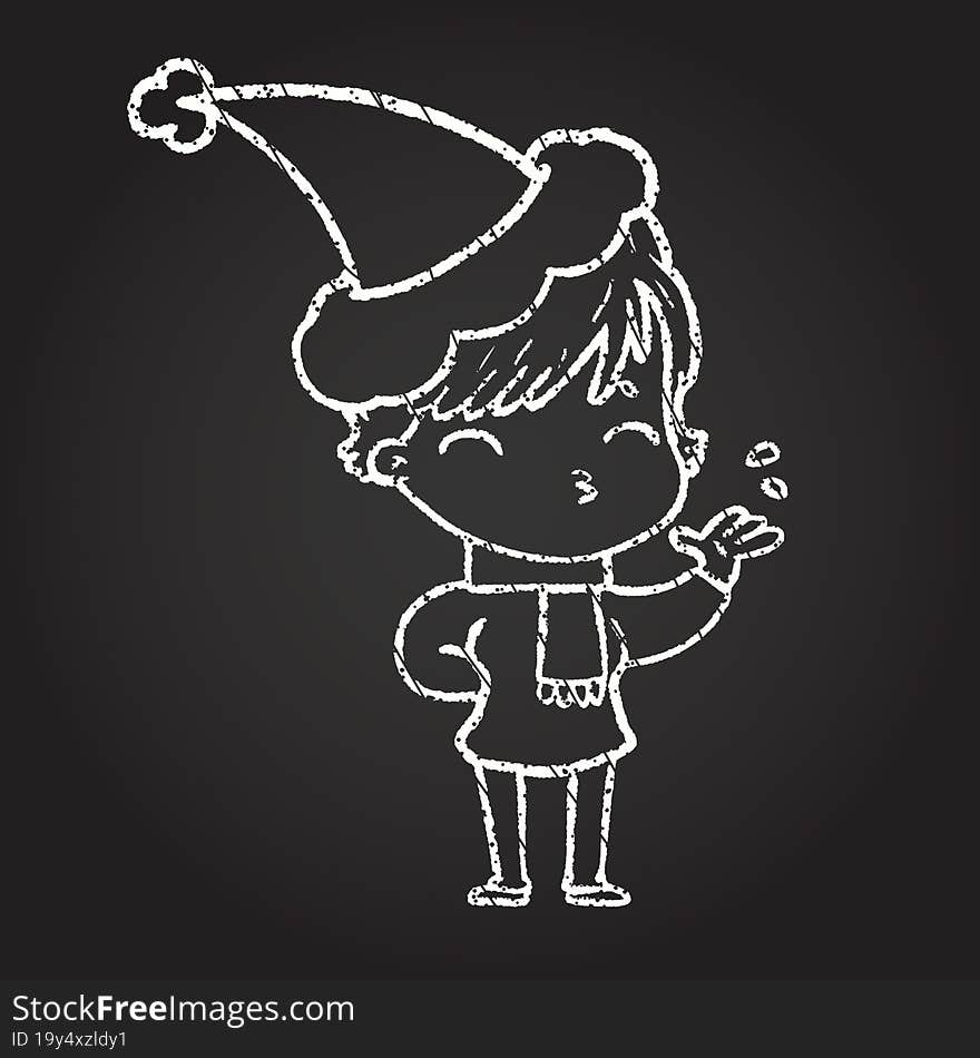 Christmas Woman Chalk Drawing