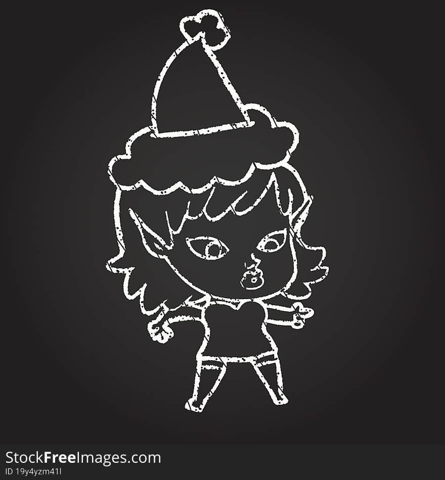 Christmas Elf Chalk Drawing