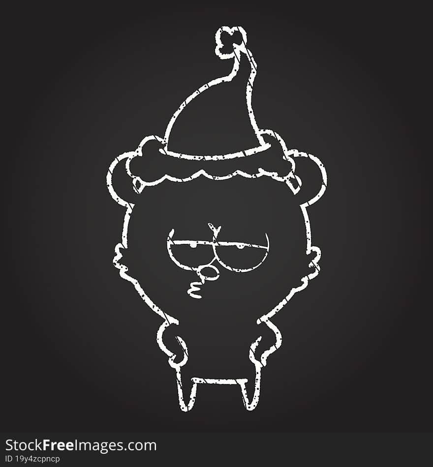 Christmas Bear Chalk Drawing