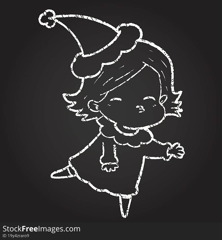 Christmas Woman Chalk Drawing