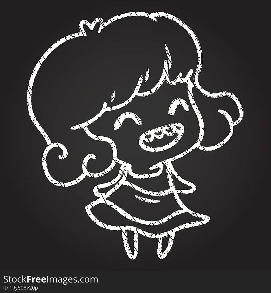 Happy Woman Chalk Drawing