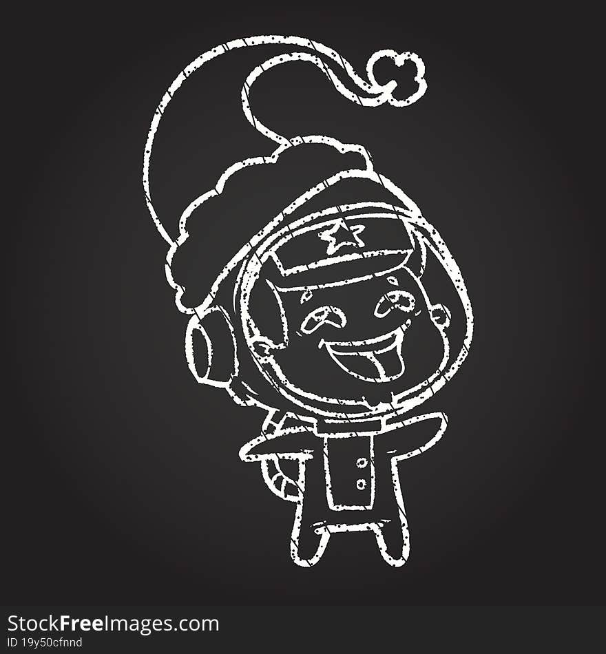 Christmas Astronaut Chalk Drawing