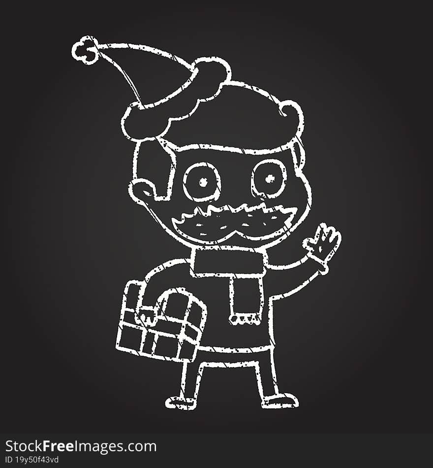 Christmas Man Chalk Drawing