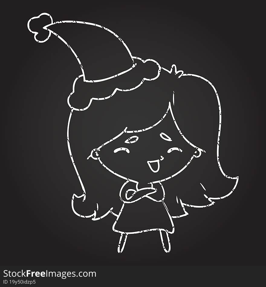 Christmas Woman Chalk Drawing