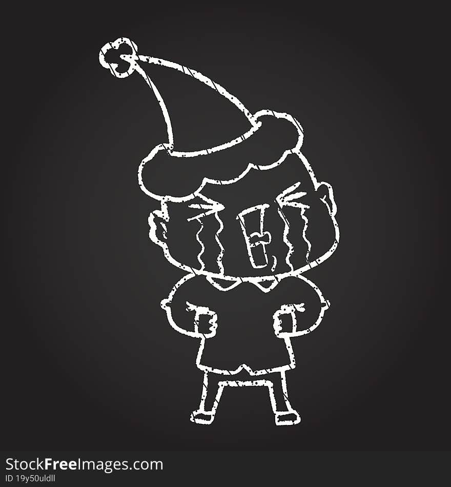 Christmas Man Chalk Drawing