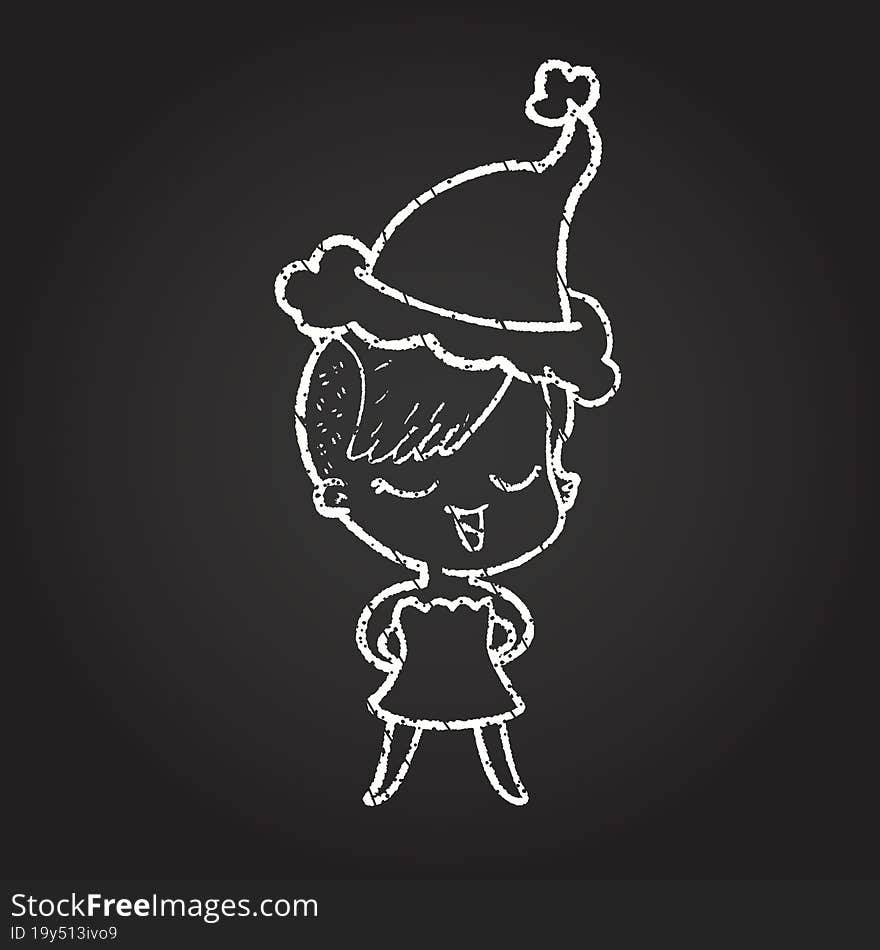 Christmas Woman Chalk Drawing