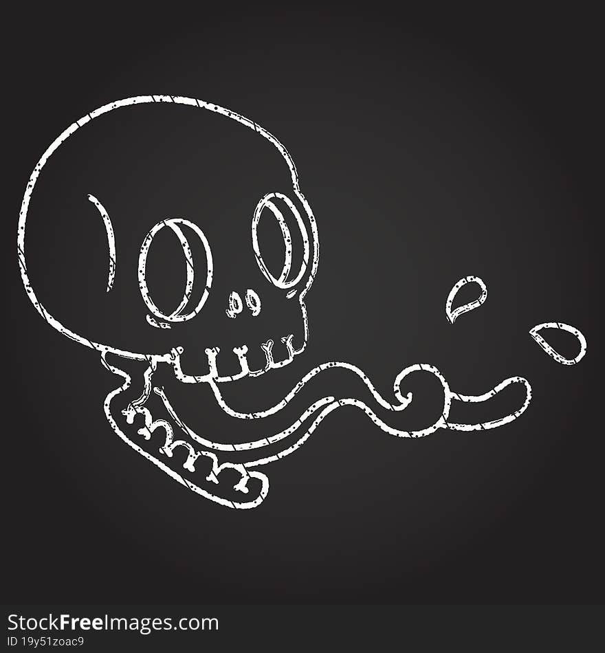 Gross Skull Chalk Drawing