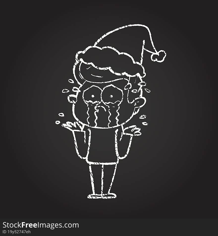 Christmas Man Chalk Drawing