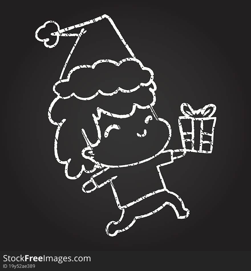 Christmas Person Chalk Drawing