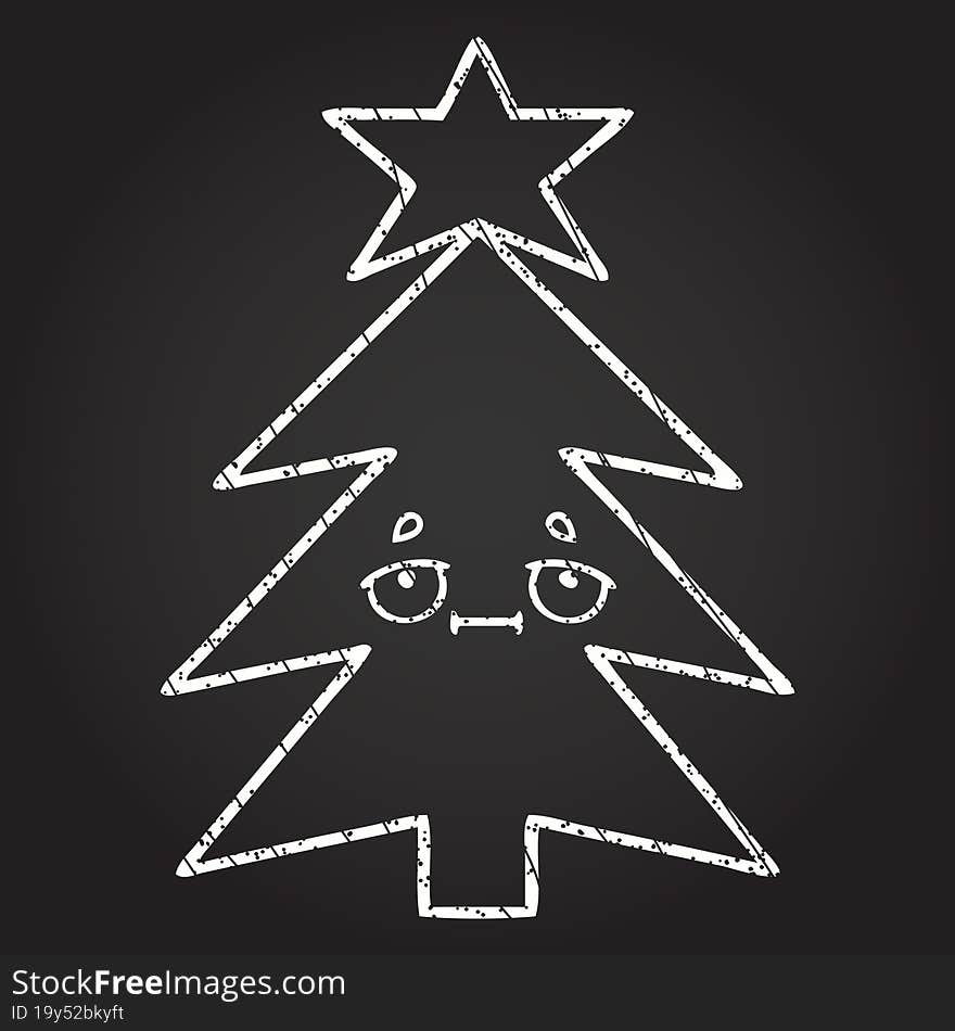 Christmas Tree Chalk Drawing