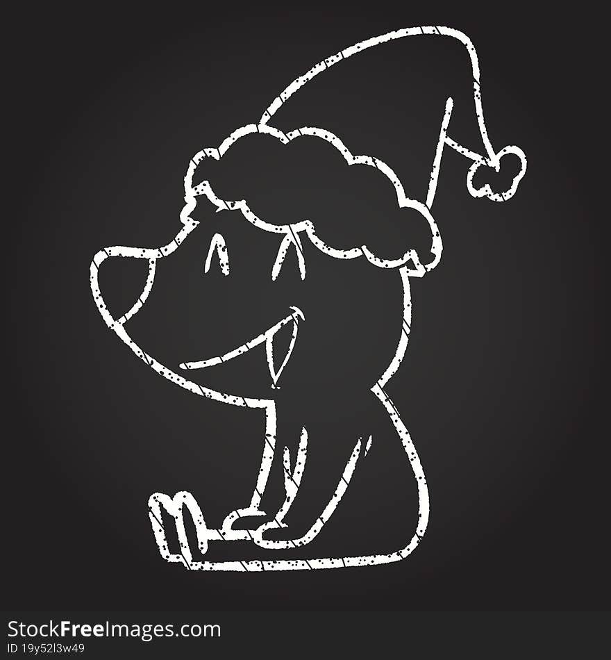 Christmas Bear Chalk Drawing