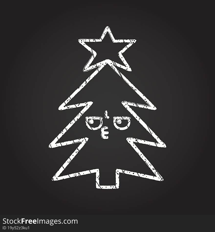 Christmas Tree Chalk Drawing