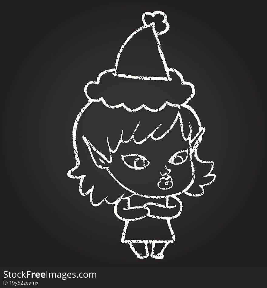 Christmas Elf Chalk Drawing