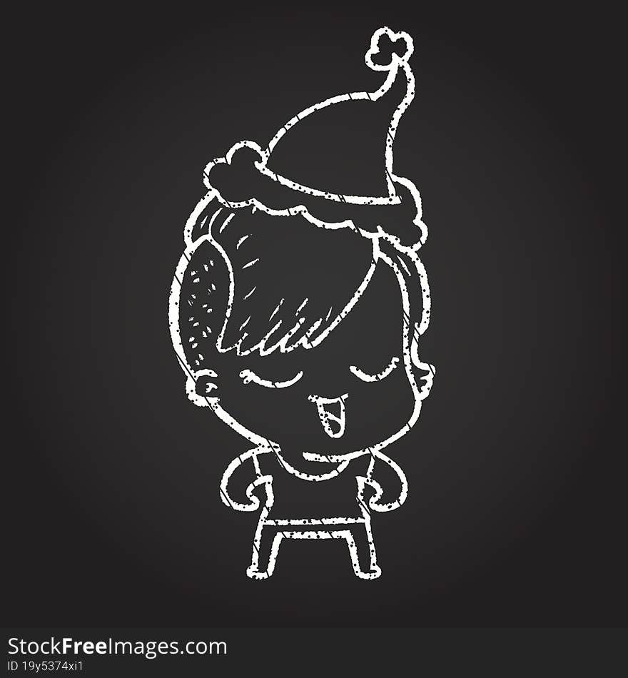 Christmas Woman Chalk Drawing