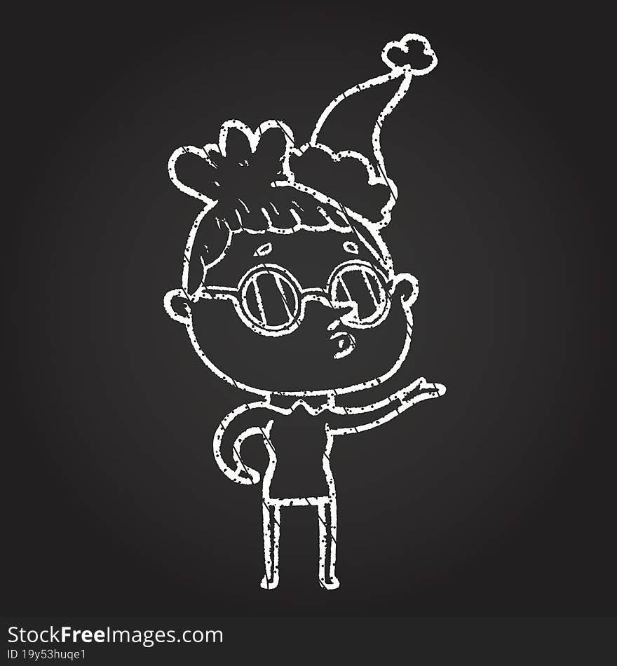 Christmas Woman Chalk Drawing