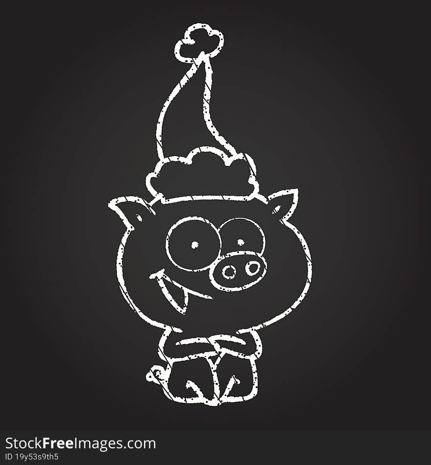 Christmas Pig Chalk Drawing