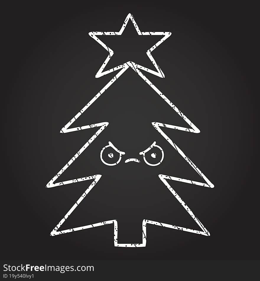 Christmas Tree Chalk Drawing