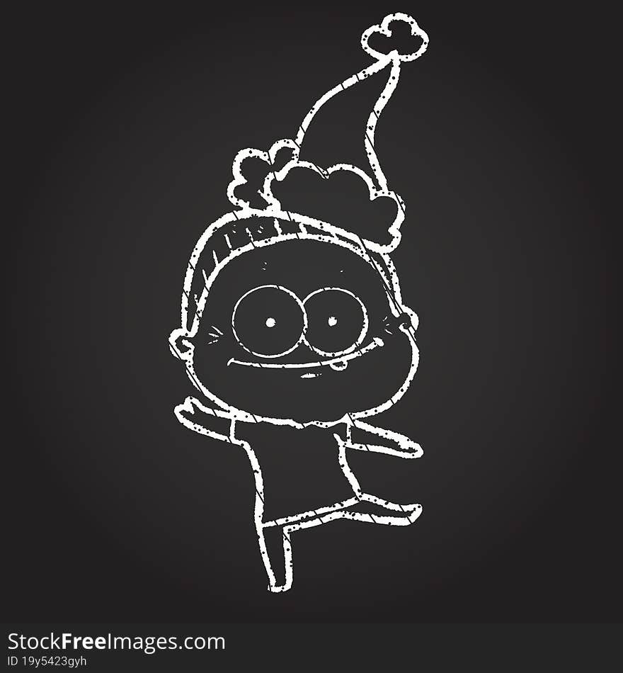 Christmas Woman Chalk Drawing