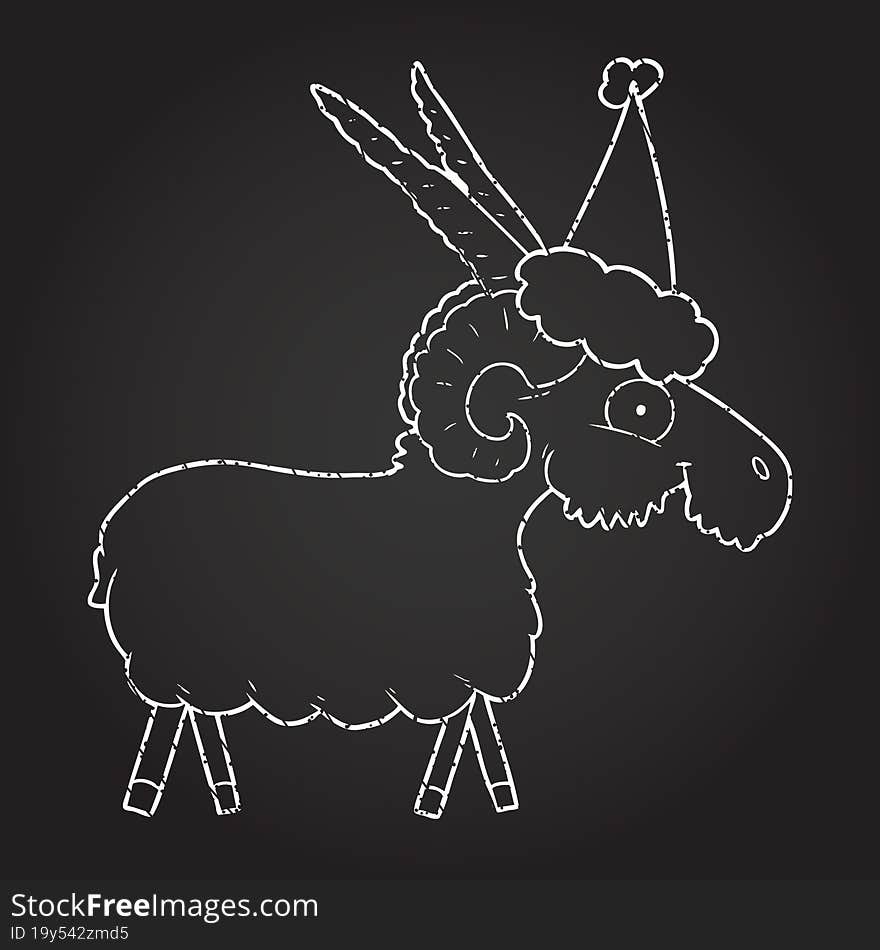 Christmas Goat Chalk Drawing