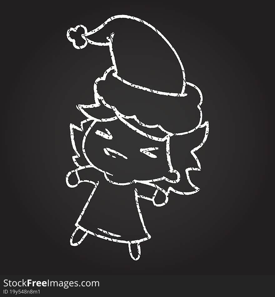 Christmas Woman Chalk Drawing