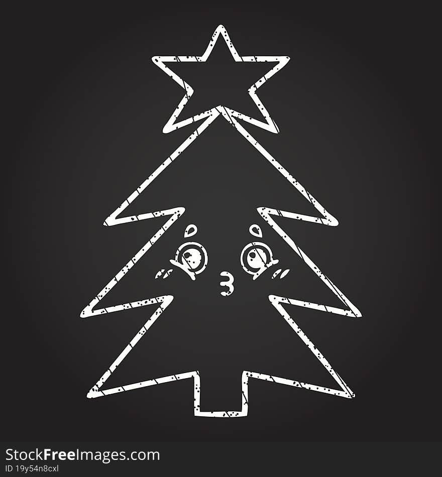 Christmas Tree Chalk Drawing