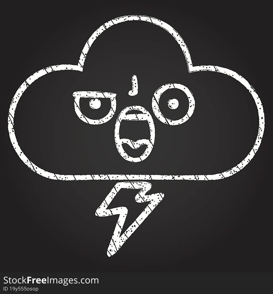 Lightning Cloud Chalk Drawing