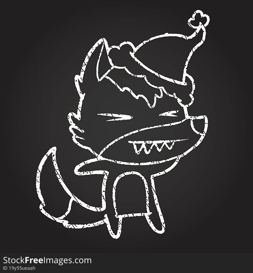 Christmas Wolf Chalk Drawing