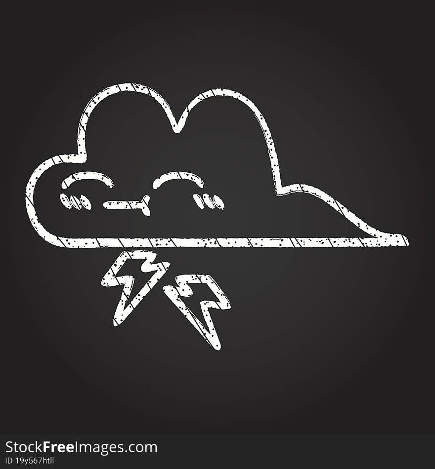 Lightning Cloud Chalk Drawing