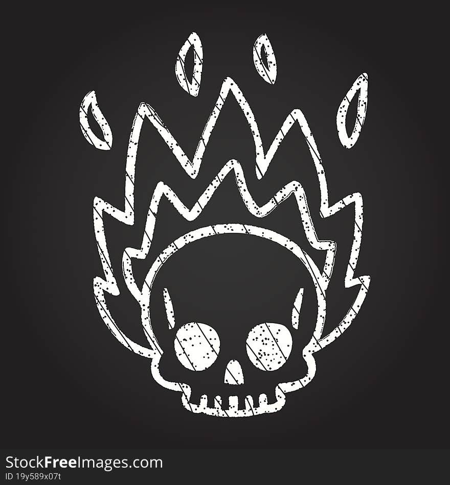 Flaming Skull Chalk Drawing