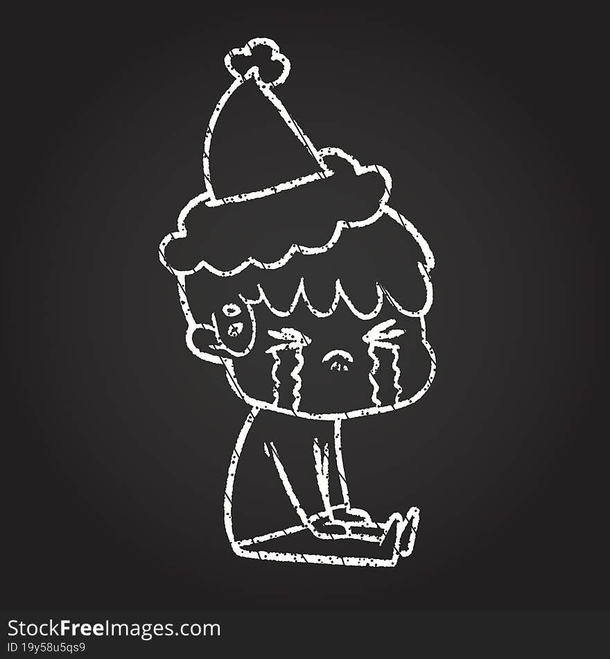 Christmas Man Chalk Drawing