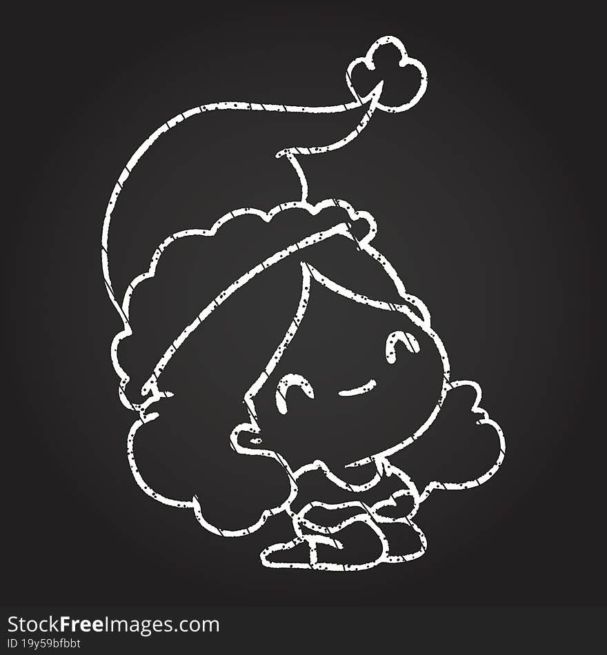 Christmas Woman Chalk Drawing