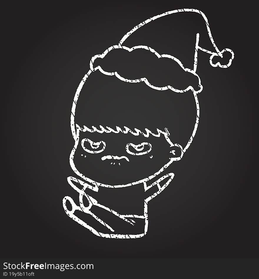 Christmas Boy Chalk Drawing