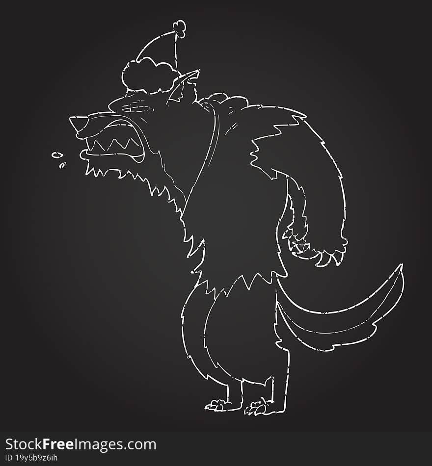 Christmas Werewolf Chalk Drawing