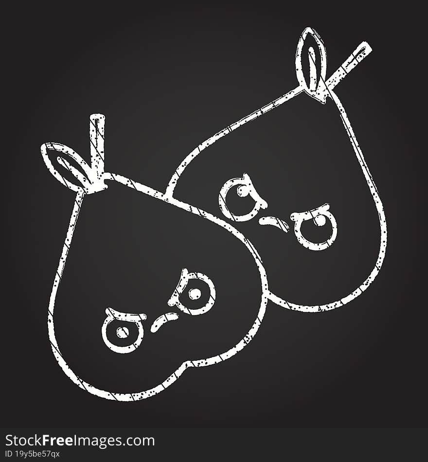 Angry Pears Chalk Drawing