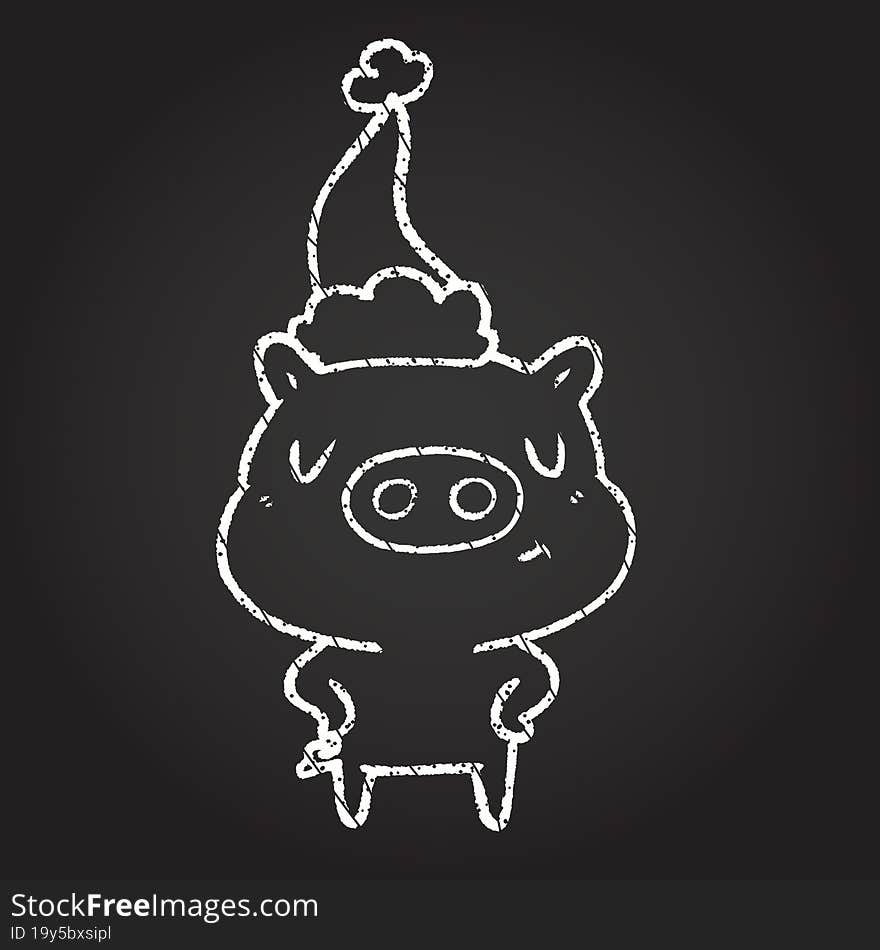 Festive Pig Chalk Drawing